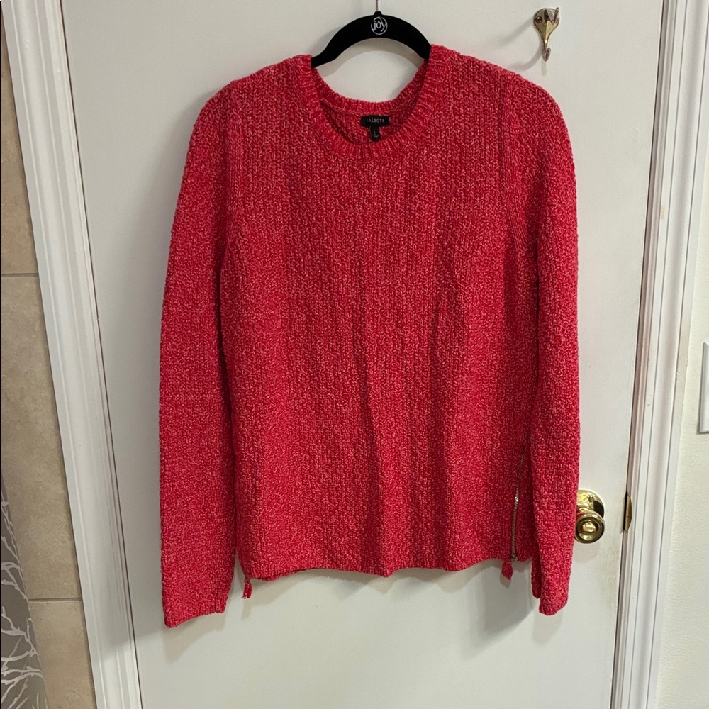 Talbots Vibrant Pink Knit Pullover 100% Cotton  Sz L